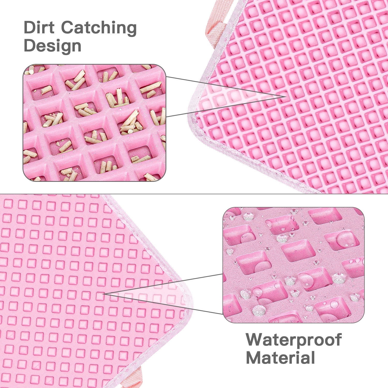 Pefilos Double Layer Anti Tracking Waterproof Cat Litter Trapping Mat Pink Pefilos Double Layer Anti Tracking Waterproof Cat Litter Trapping Mat Pink