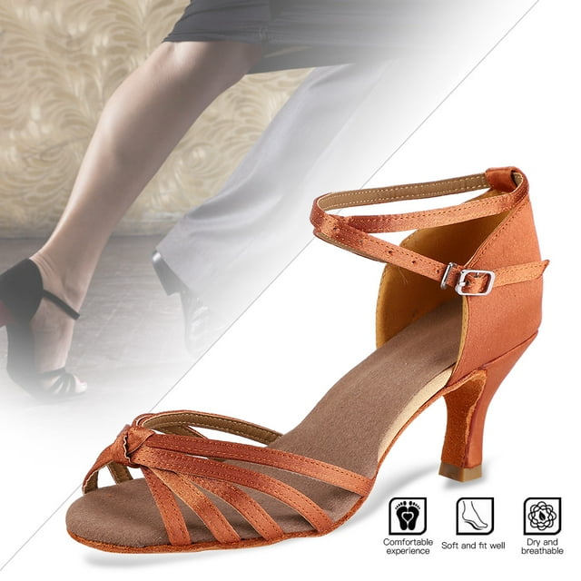 Zapatos Latinos Suaves Y Cómodos Para Mujer, Zapato Cha Cha De Baile A La Moda Con Tela De Satén Importada Y Cuero Antideslizante De Alta