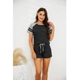 thumbnail image 3 of HEARTNICE Women's Pajama Short Sets, Lounge Short Sleeve Sleepwear Summer Pjs Sets (Black,XL), 3 of 7