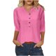 thumbnail image 2 of Fiudx Ofertas y Liquidaciones Blusa Informal de Manga 3/4 con Botones y Estampado de Cuello para Mujer, 2 of 5