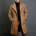thumbnail image 3 of Men's Wool Blend Pea Coat Notched Collar Single Breasted Overcoat Warm Winter Trench Coat with Pockets Fall Winter Fashion Outerwear, 3 of 5