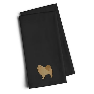 Chow Chow Black Embroidered Towel Set of 2