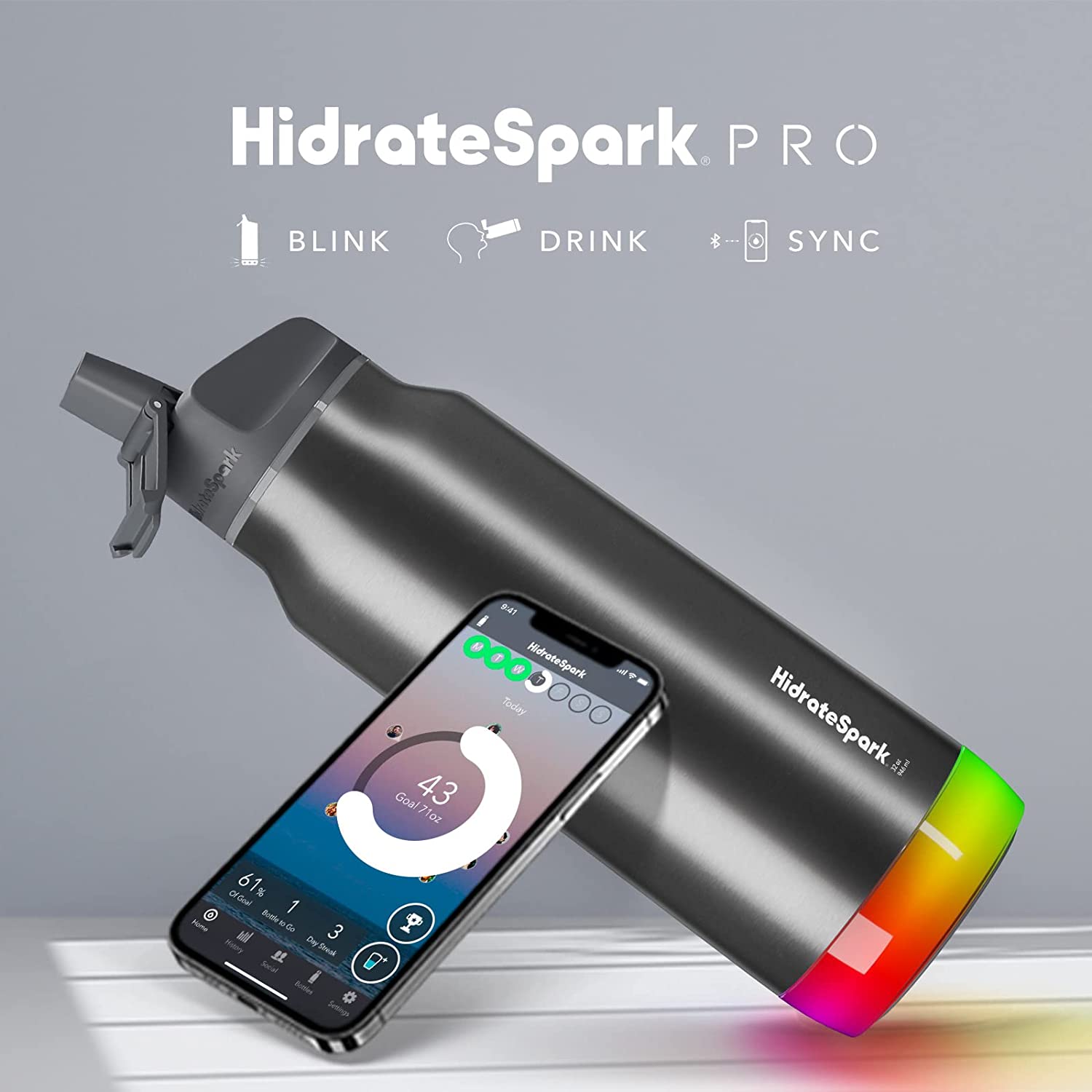 値下げ！Hidrate Spark PRO STEEL Amazon.com: HidrateSpark PRO Smart Water Bottle – Insulated