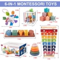 thumbnail image 3 of Rirool 6-in-1 Montessori Baby Toys for 1 Year Old, Wooden Stacking Blocks, Shape Sorter, Xylophone, Teething Toys for Babies 6-12 Months, Toddler Learning Gift, 3 of 6