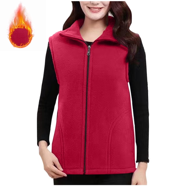 HongQid Women's Classic-Fit Sleeveless Polar Soft Fleece Vest with Zipper for Fall Winter