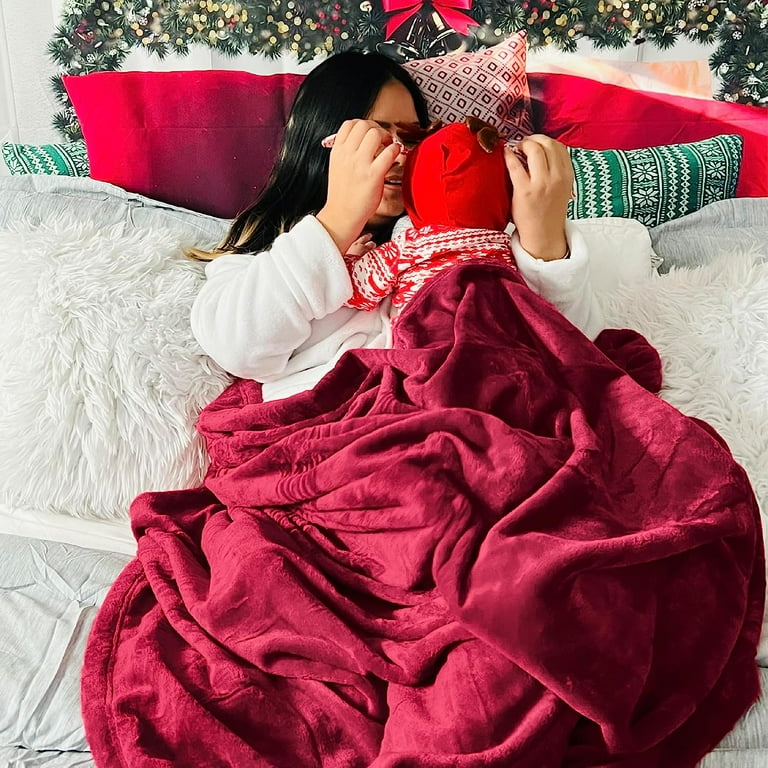 Bedsure Plush Comfy Red Fleece Throw Blanket 300Gsm Soft Cozy Blankets for Toddlers Kids Walmart