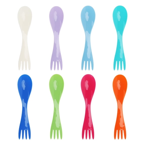 Your Zone 8-Piece Multi-Colored Plastic Spork Set – Spoon and Fork in One