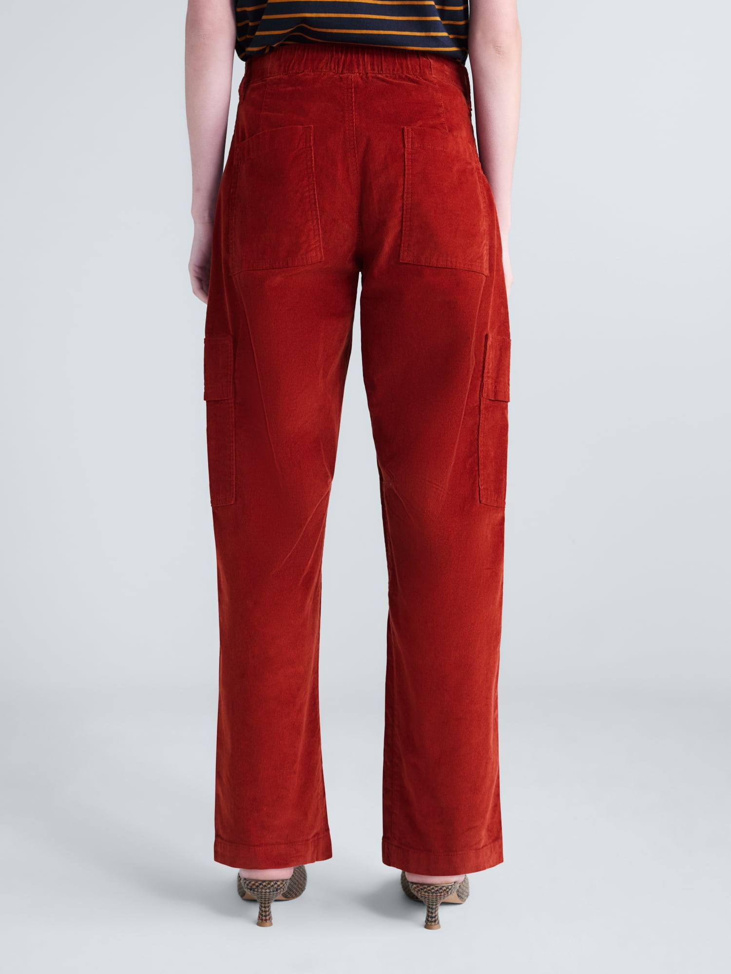 Free Assembly Women's and Women's Plus High Rise Cropped Corduroy Cargo Barrel Pants, Reg and Short Inseam, Sizes XS-4X