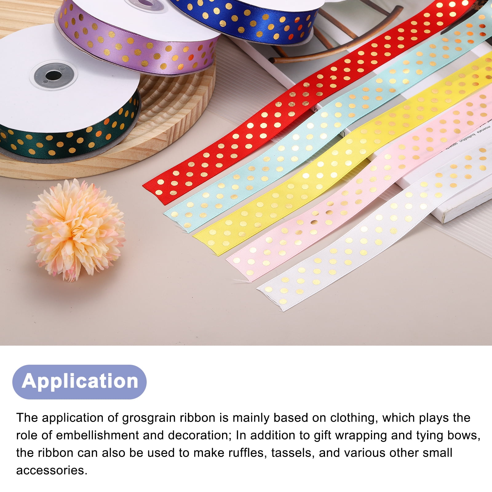 Grosgrain Ribbons 100 Yards 1-1/2 Inch Dark Blue Gold Dots Ribbon for Crafts Gift Wrapping Wedding