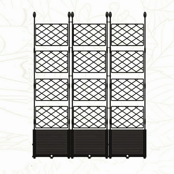 Adoolla 48.8" x 16.2" x 63" Plastic Raised Garden Bed with Trellis & Privacy Screen for Climbing Plants
