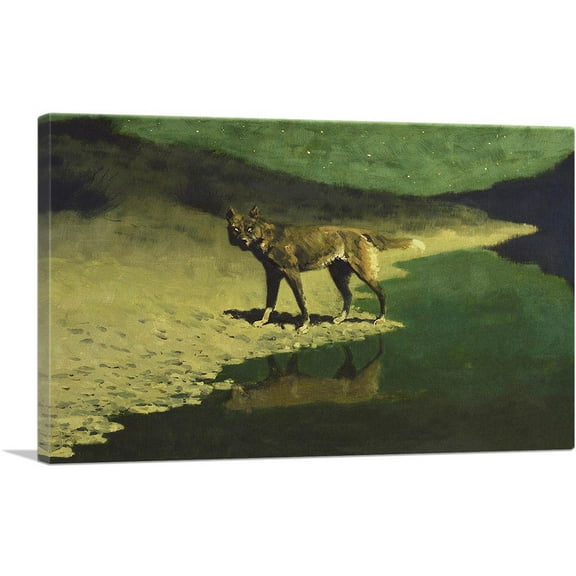 ARTCANVAS Moonlight Wolf Canvas Art Print by Frederic Remington - Size: 26" x 18" (0.75" Deep)