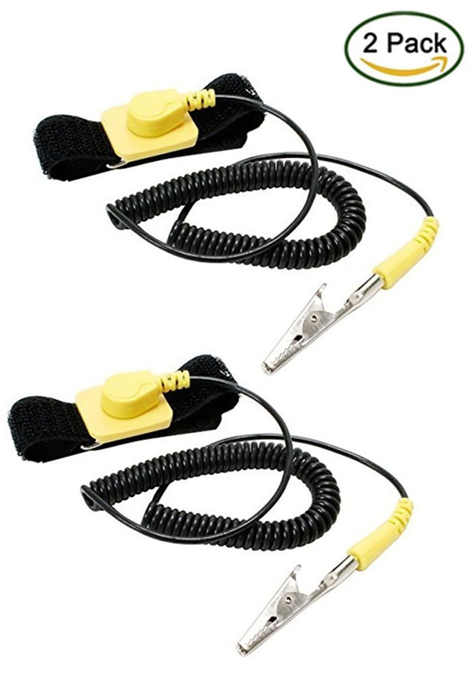 Anti-Static Adjustable Grounding Wrist Strap Band Components Tools Black Yellow