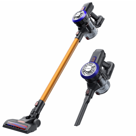 D18 Cordless Vacuum Cleaner, 9000pa Powerful Suction Stick and Handheld Vacuum for Hard Floor, Carpet,Stair Including Rechargeable Battery, Wall Mount and Pet Motorized (Best Type Of Vacuum For Stairs)