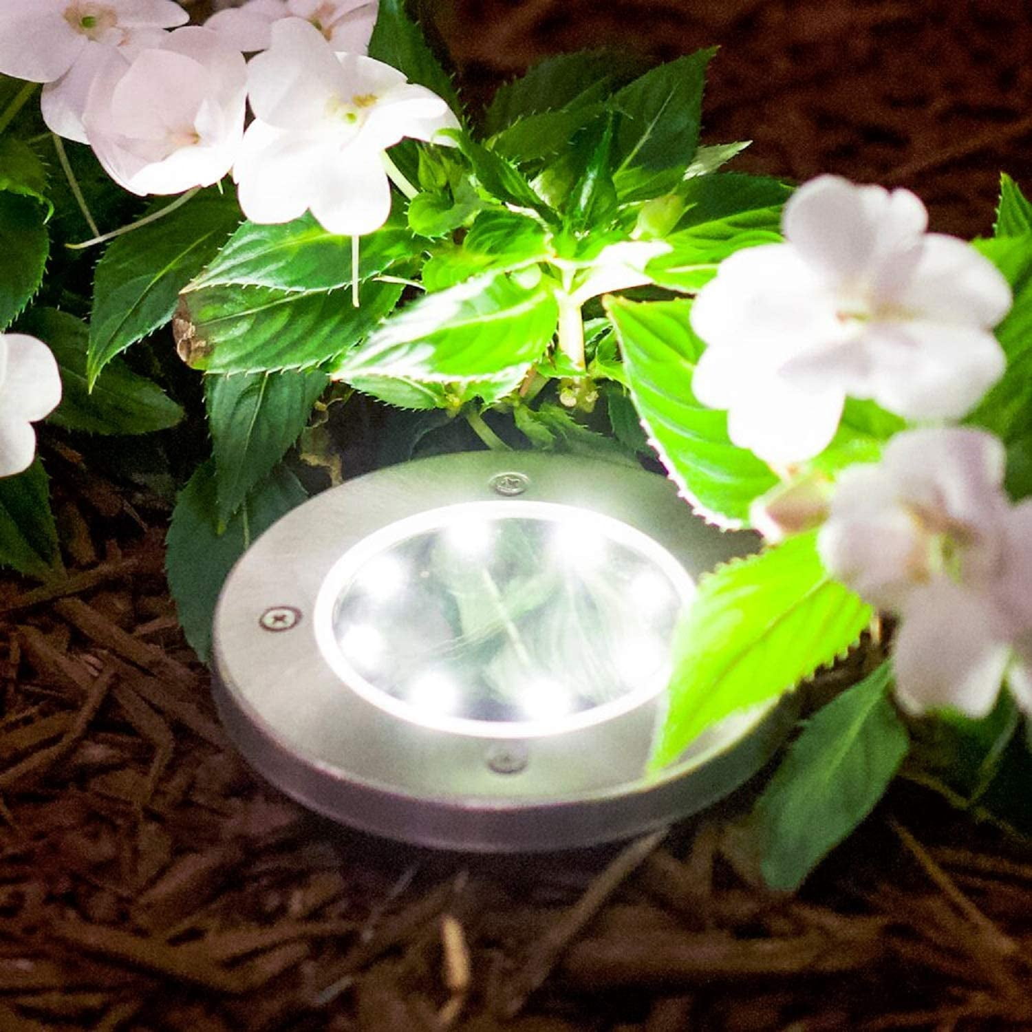 12 PACK Solar Garden Lights,Flat Solar Lights- 8 Led Solar Out light outdoor, Waterproof Garden Pathway Lights for Lawn Patio Pathway Yard Deck Walkway Flood Light