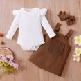 thumbnail image 2 of NOLDARES Baby Girl 1st Birthday Outfit Print Overall Dress Romper Skirt Set Headband 3Pcs Fall Clothes(Brown,12-18 M), 2 of 8