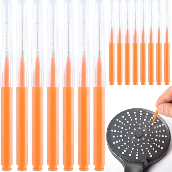 ACDANC 15Pcs Shower Head Cleaner Picks,0.1Inch Small Gap Hole Anti Clogging Showerhead Cleaner Tool Orange Shower Nozzle Cleaning Brush Nozzle for Household Bathroom Crevices