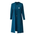 thumbnail image 5 of Quixlent 2 Pcs/Set Women Coat Dress Suit Long Sleeves Mid Length Solid Color Jacket Sleeveless Round Neck A-line Midi Dress Plus Size Formal Business Style Banquet Outfit, 5 of 8