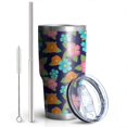 thumbnail image 2 of 30oz Pioneer Flower Floral Print Pattern Tumbler, Double Wall Vacuum Insulated Cup, BPA-Free Leak Proof Lid & Reusable Straws, Hot 12h, Cold 34h, 2 of 6