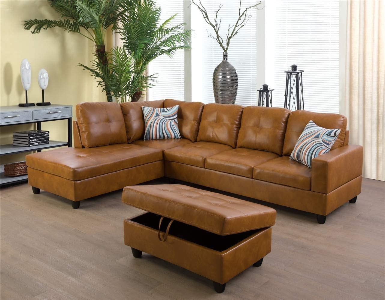 PonLiving Furniture Caramel 103.5'' Sectional Sofa with