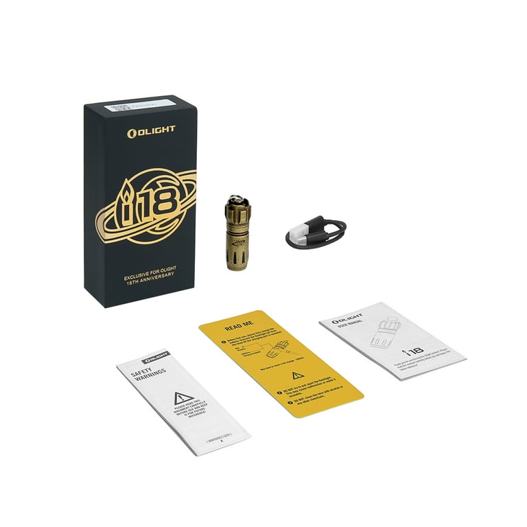 Olight I18 Brass USB-C Rechargeable EDC Keychain Flashlight, 180