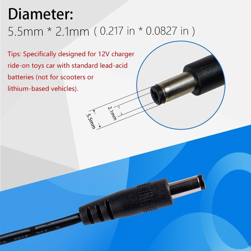 12V Charger for Kids Ride On Car, 12 Volt Battery Charger for Ride on Toys SUV Car a Variety of Electric Battery Power Adapter