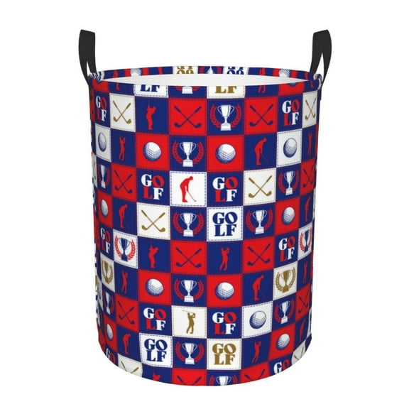 Honeii golf Print Laundry Hamper Basket,Baby Nursery Woven Storage Basket for Toys Bin,Pillows,Blankets,Clothes-Medium