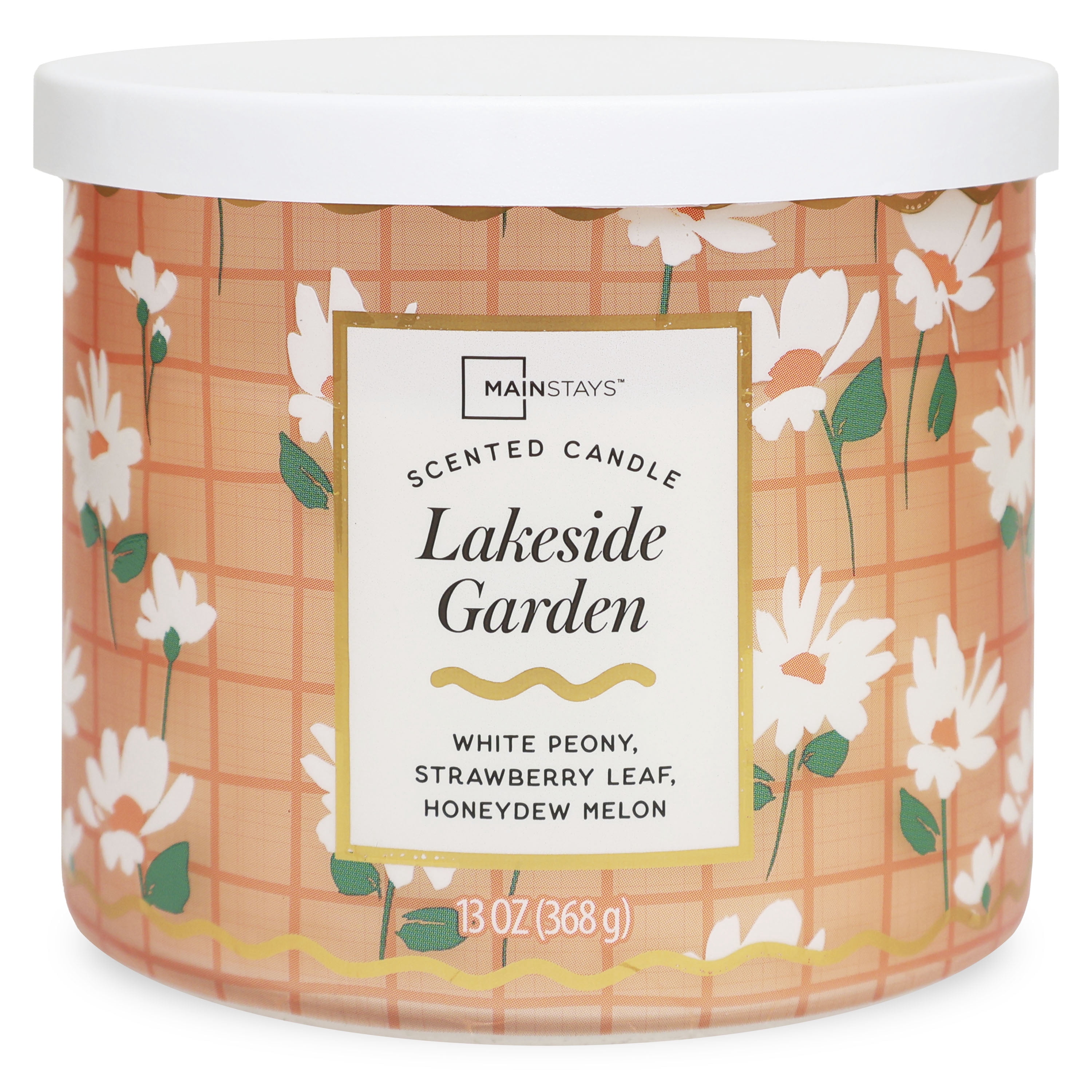 Mainstays Lakeside Garden 3-Wick Fragrance Candle with Decorative Wrap, 13 Ounce