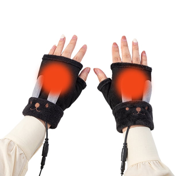 Usb Para Hombres Y Mujeres, Guantes Cálidos De Invierno Para Ordenador Portátil, Guantes Calefactables Sin Dedos Con Forro Polar, Calentador De Manos, Diseño Lavable Minnieouse HA046739-05