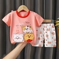 thumbnail image 4 of UAYOTSE Cute Fashion Toddler Kids Pajamas Set Short Sleeve T-Shirt & Loose Shorts Unisex Dailywear Sleepwear Homewear for Spring Summer Outings,Sizes 4-5 Years, 4 of 4