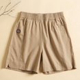 thumbnail image 6 of Shorts for Women Summer Plus Size Mid Waisted Comfy Drawstring Elastic Waist Solid Color Beach Lightweight Casual Loose Short with Pockets,Khaki - 4XL, 6 of 6