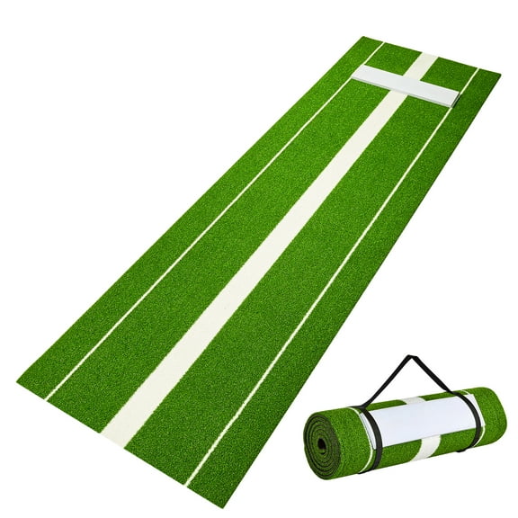 VEVOR Softball Pitching Mat, 10x3 ft Baseball Pitching Rubber Mound, Antifade Turf and Antislip Foam Backing Portable Training Aid, Fastpitch Equipment for Pitchers Indoor Outdoor Practice, Green