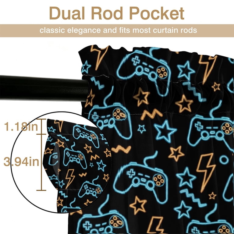 Game Controller Black Pattern Sheer Curtains, Sheer Curtain Panels with ...