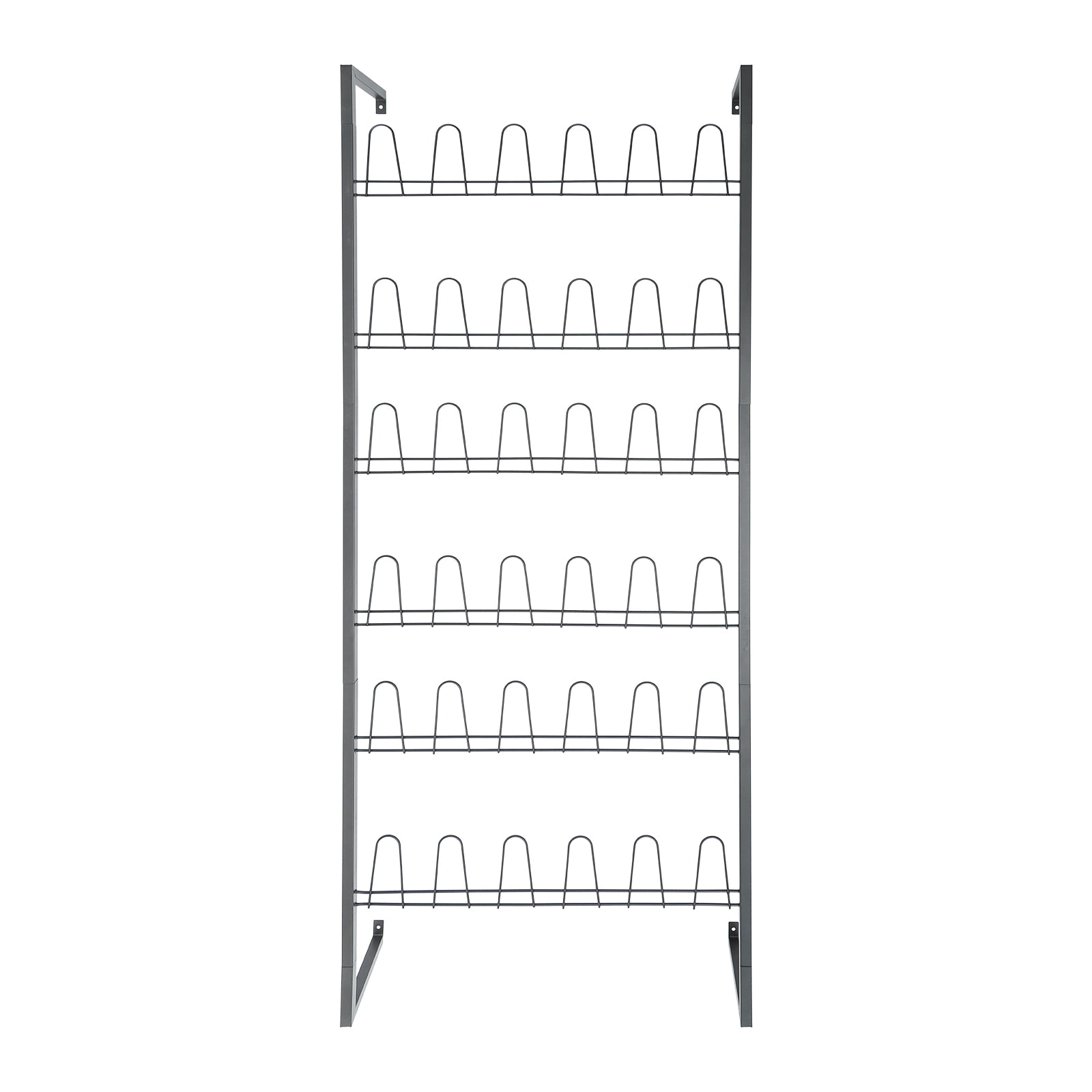 6 Tiers Metal Shoe Organizer, Wall Mounted Shoe Rack, Metal Hanging Shoe Rack Black