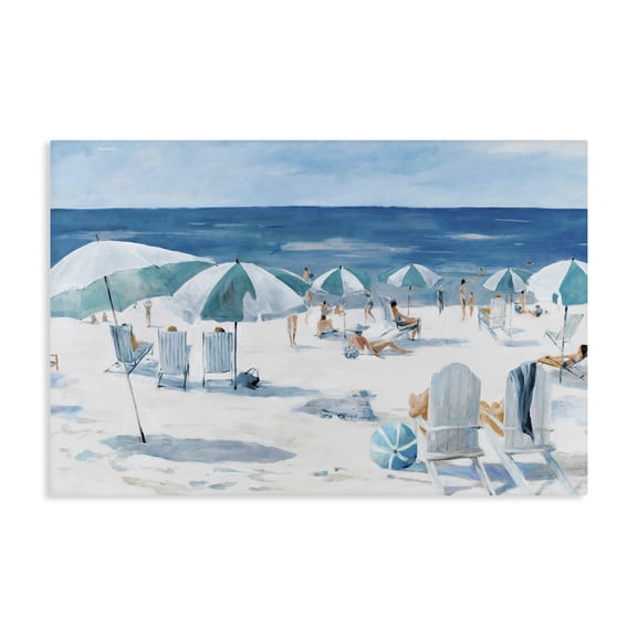 Stupell Industries Coastal Umbrella Beach Coastal Scene Canvas Art, 24 x 16, by Lorenzo Collective