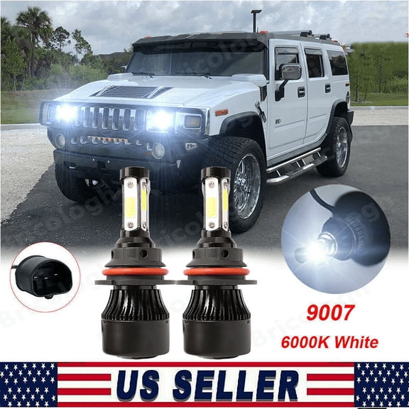 For Hummer H2 2003-2009 - 2X 9007 6000K Front LED Headlight Bulbs Hi/Lo Beam Kit