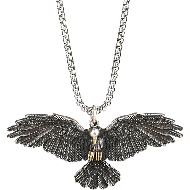 Collar con colgante de águila vikinga, cadena vintage, joyería para el cuello para hombre