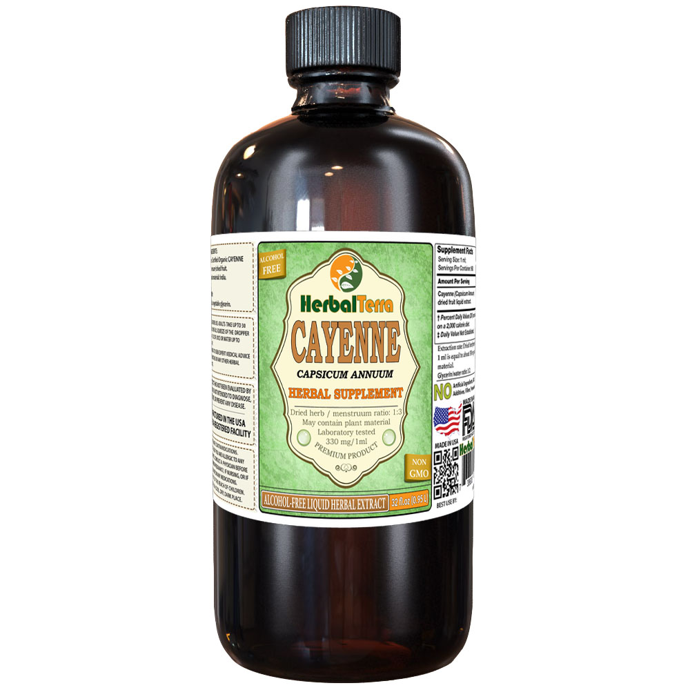Cayenne (Capsicum Annuum) Glycerite, Organic Dried Fruits AlcoholFREE