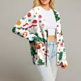 thumbnail image 6 of Women's Fashion Long Sleeve Christmas Print V-Neck Button Loose Cardigan Top, Knit Sweater for Casual Outfits and Comfort,White,S, 6 of 7