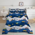 thumbnail image 5 of Car Comforter Set Construction Bedding Set for Boys Kids Trucks Comforter Cartoon Car Excavator Tractor Blue 3Pcs Twin, 5 of 5