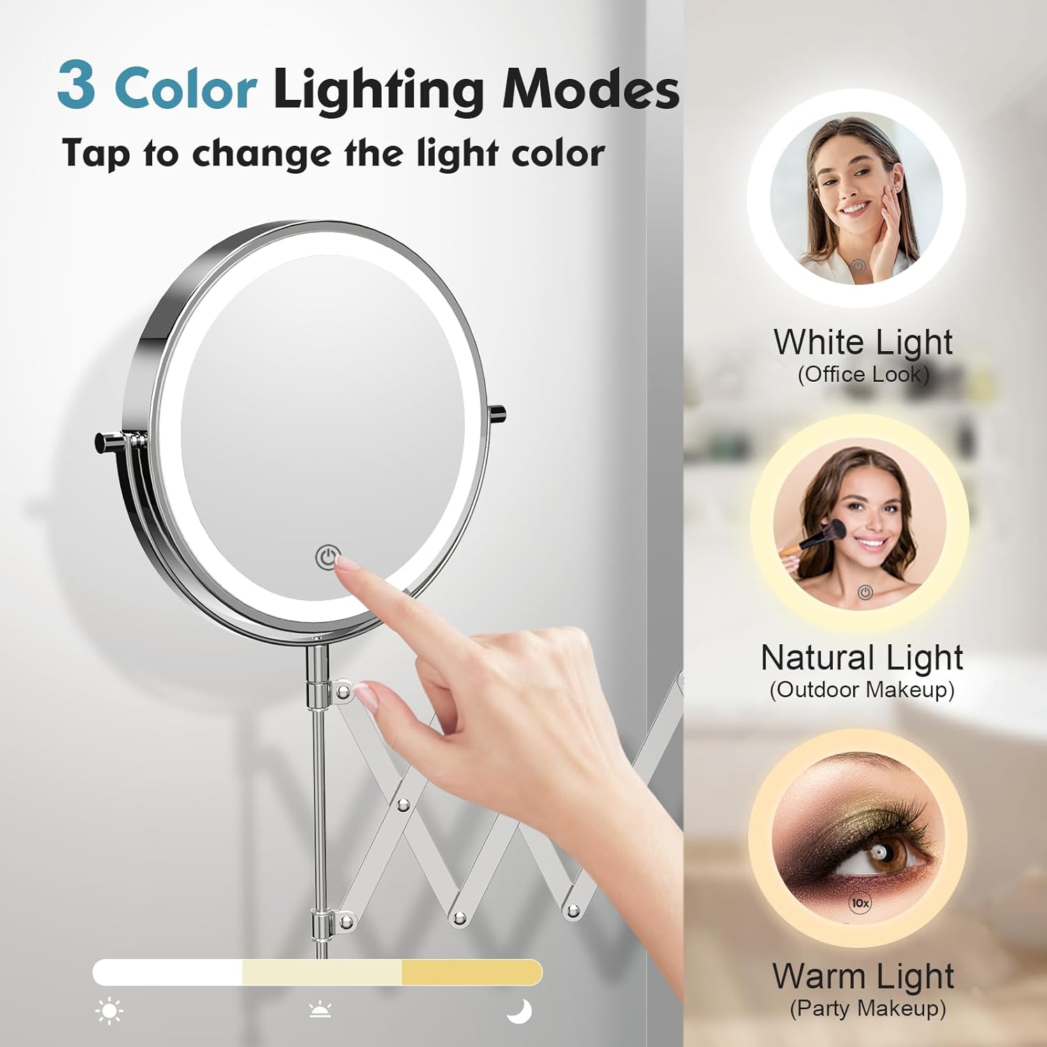 Funtouch Rechargeable Wall Mounted Makeup Mirror 8 Inch photo 3