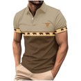 thumbnail image 3 of DDAPJ pyju Business Casual Polos for Men Vintage Aztec Print Collared Golf Shirt Trendy Summer Short Sleeve Tops Coffee L, 3 of 6