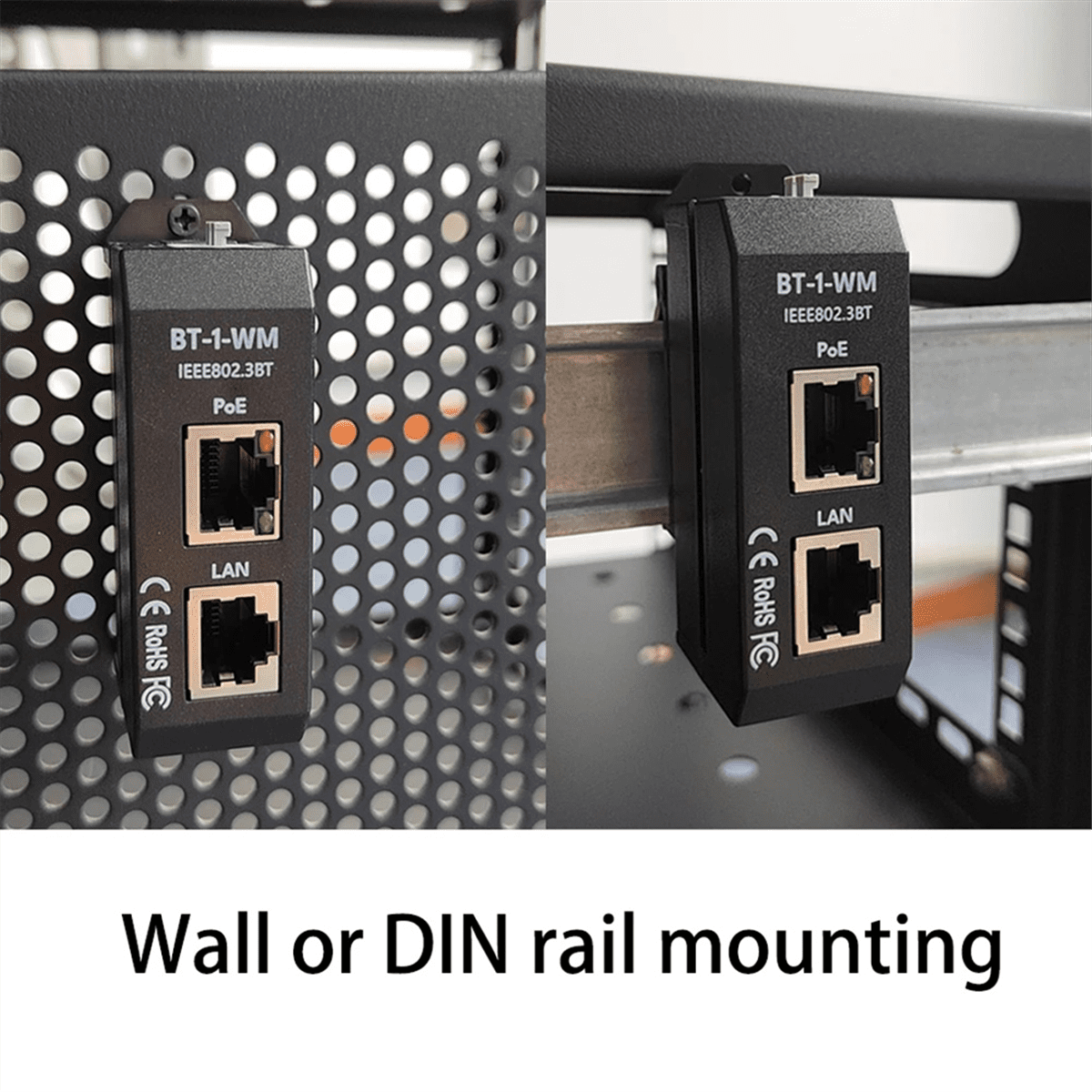 DIN Rail Single Port 2.5 Gigabit PoE Injector 802.3af/At/Bt Negotiation Up to 90W Output PoE++ for PTZ IP Camera,1 * DIN Rail Single Port 2.5 Gigabit PoE Injector