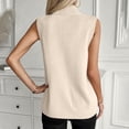 thumbnail image 6 of Fewfanhot Women's Mock Neck Knit Sleeveless Vest, Asymmetrical Wrap Split Sweater Tank, Casual Loose Fit Knitwear Top, S-XL, 6 of 7