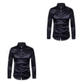thumbnail image 4 of Qarigey Camisa para hombre de manga larga formal con cuello vuelto - Buen corte para cuerpo normal Camisa lavable a máquina para hombre de negro L 2Conjunto, 4 of 6