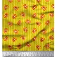thumbnail image 1 of Soimoi Yellow Satin Silk Fabric Stripe,Fire Ring & Lion Cartoon Printed Fabric 1 Yard 42 Inch Wide, 1 of 1