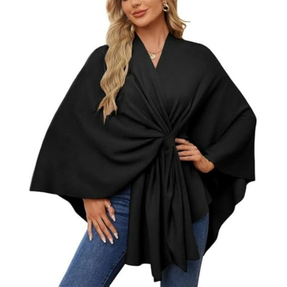 Autumn Women's Elegant Shawl Wraps Soft Open Front Poncho Sweater, Shawl Wraps for Women, Elegant Shawls and Wrapss