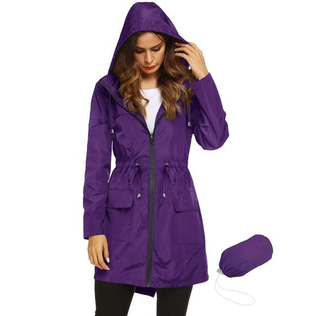 Chubasquero LOMON ligero e impermeable para mujer, color morado XL