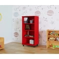 thumbnail image 4 of Tot Mate Mobile Bookcase with Dry Wipe Board, Interactive Classroom Shelf, 30"W x 23"D x 60"H, Red, 4 of 7