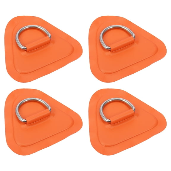 4pcs D Ring Patch Stainless Steel Triangle Shape D Ring Pad Orange for Kayak Canoe Deck