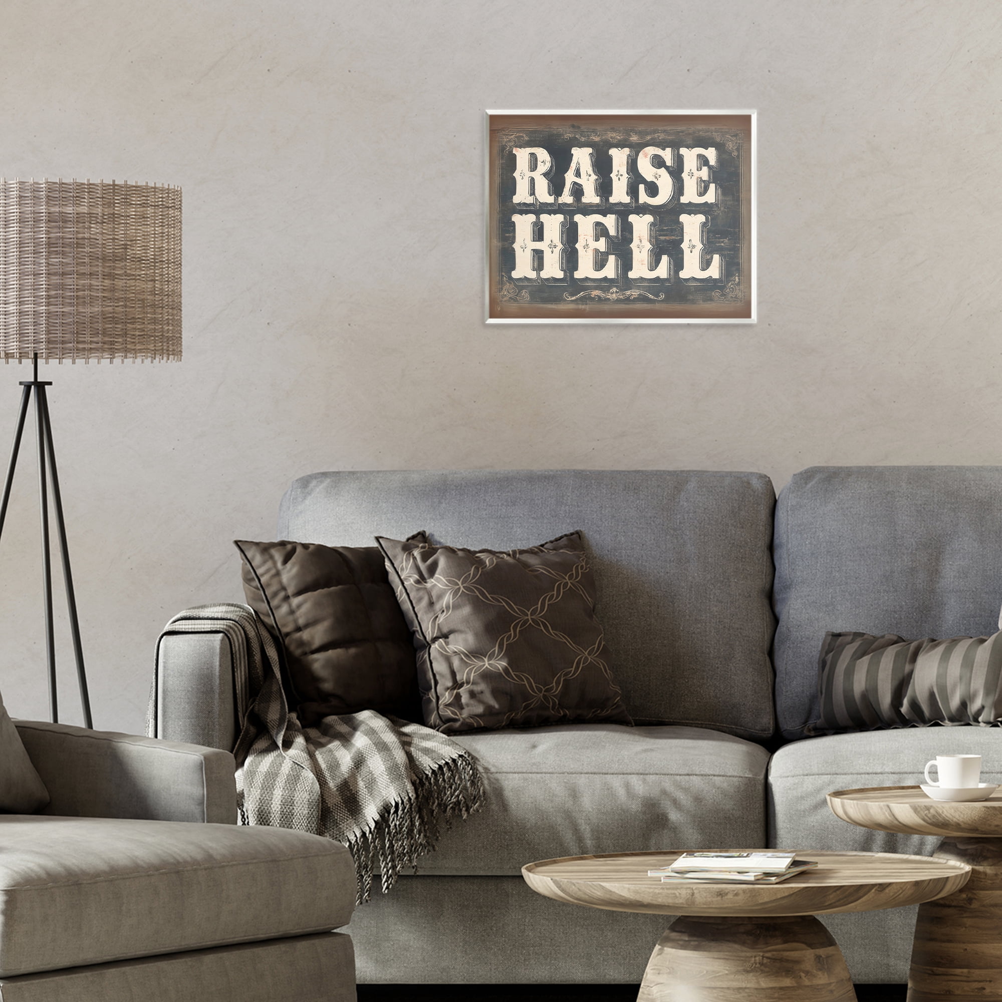 Stupell Industries Raise Hell Vintage Western Wall Plaque Art, design by Arlington Prints